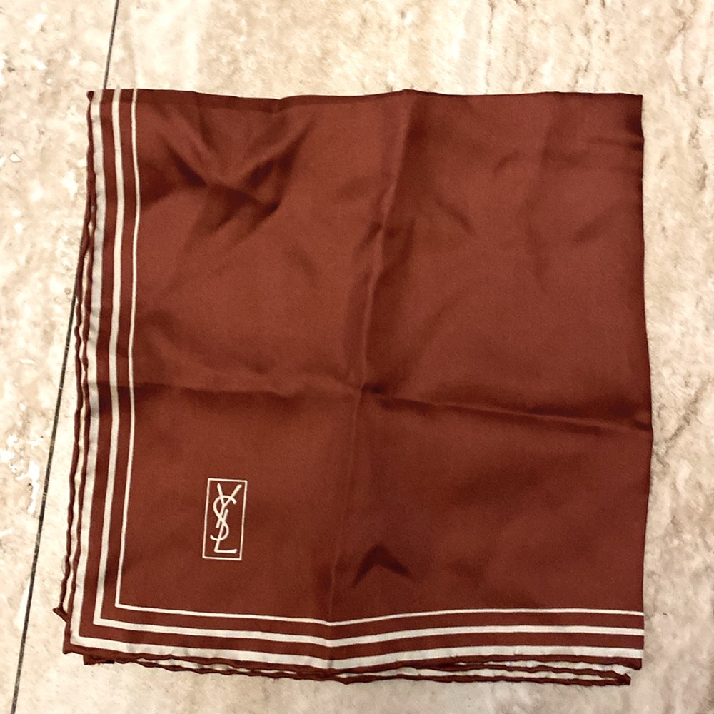 Yves Saint Laurent EUC Russet color 100% silk square scarf